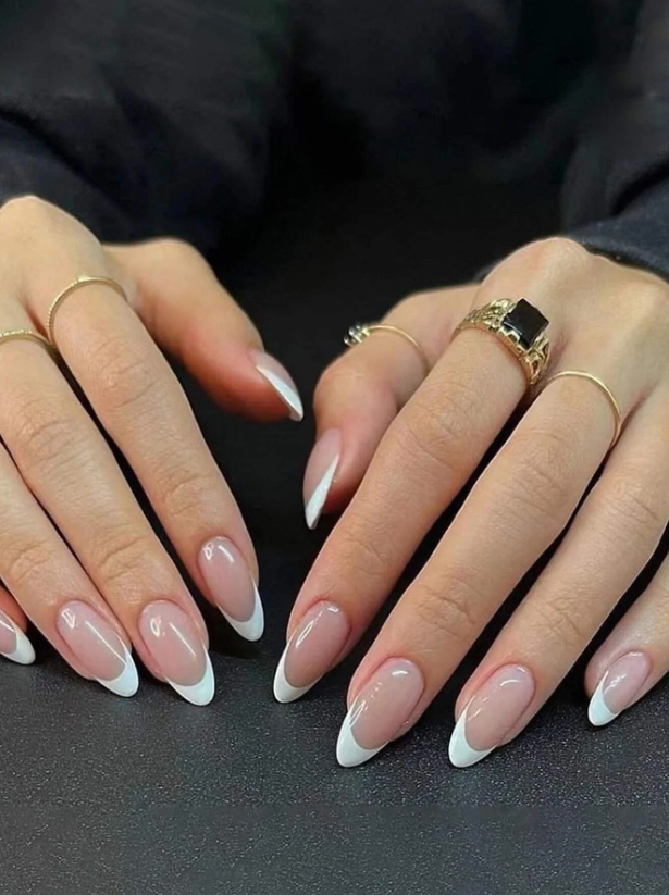 Almond White Tip French Mani Nailbea Nails