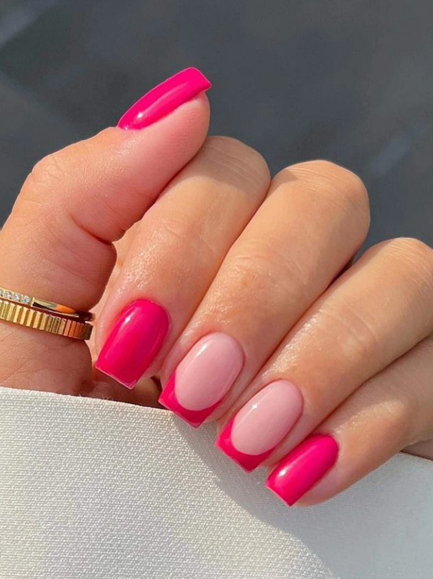 Hot pink hot sale acrylic nails