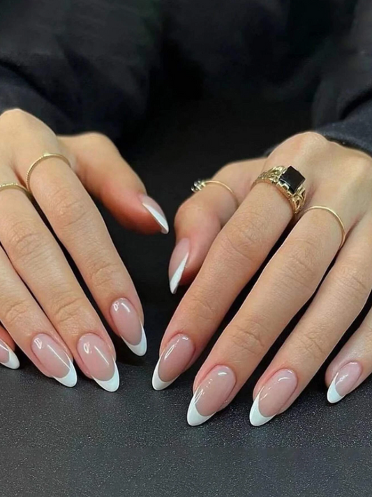 Almond White Tip French Mani