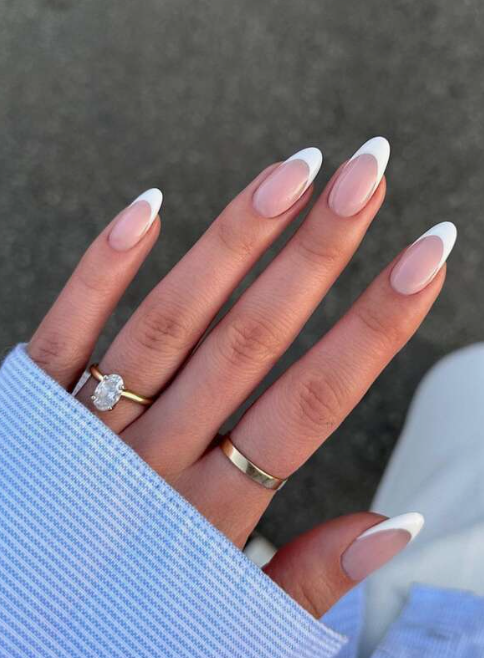 Petite White Tip Almond Press On Nails