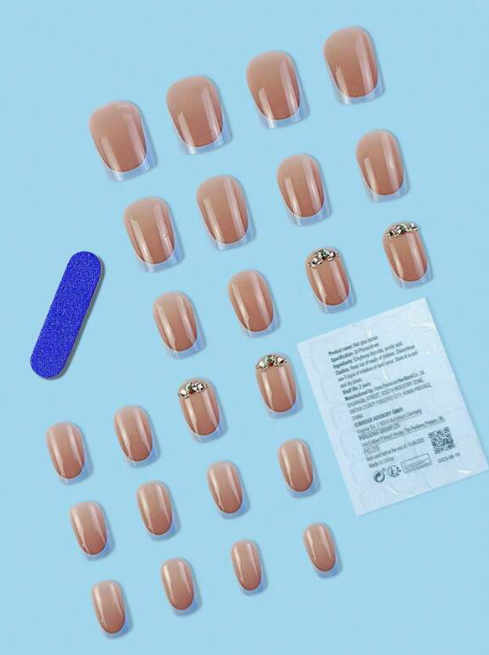 Blue Tip Embellishment Press On Manicure