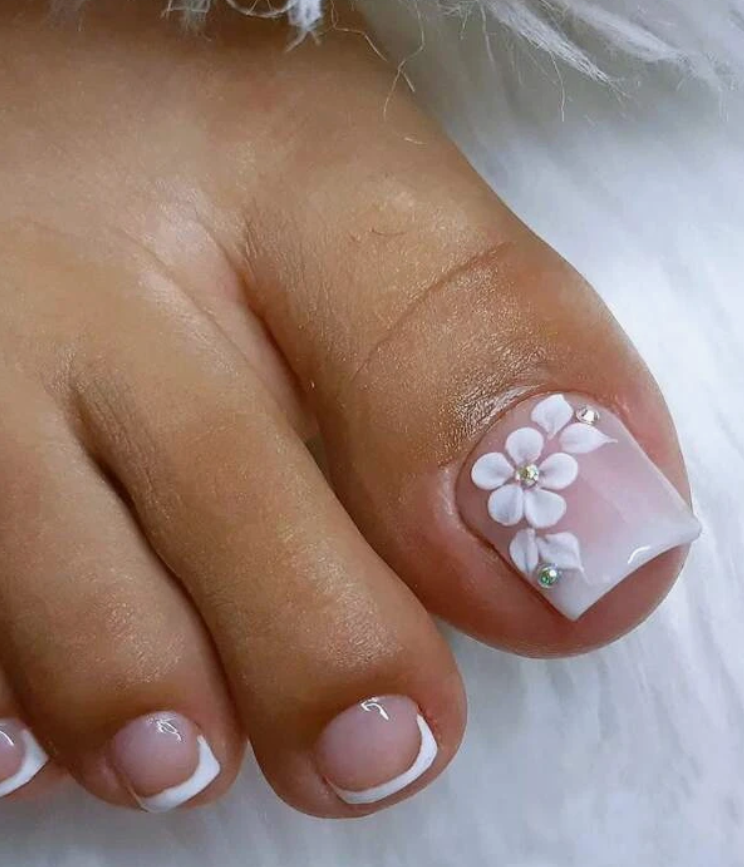 Cherry Embellished Print Press On Pedicure