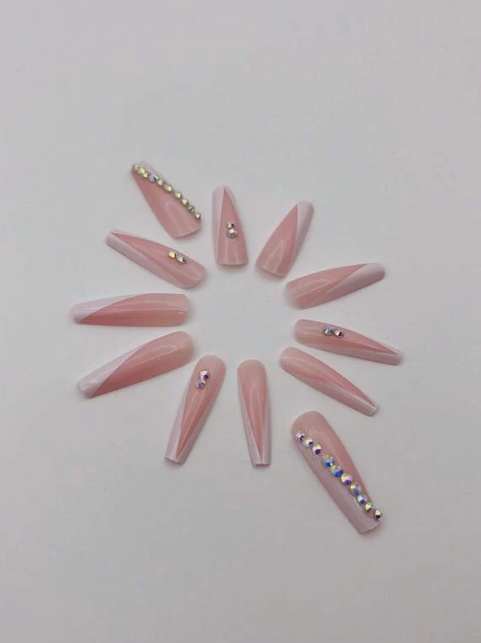 Diamond Cut Embellished Press On Nails