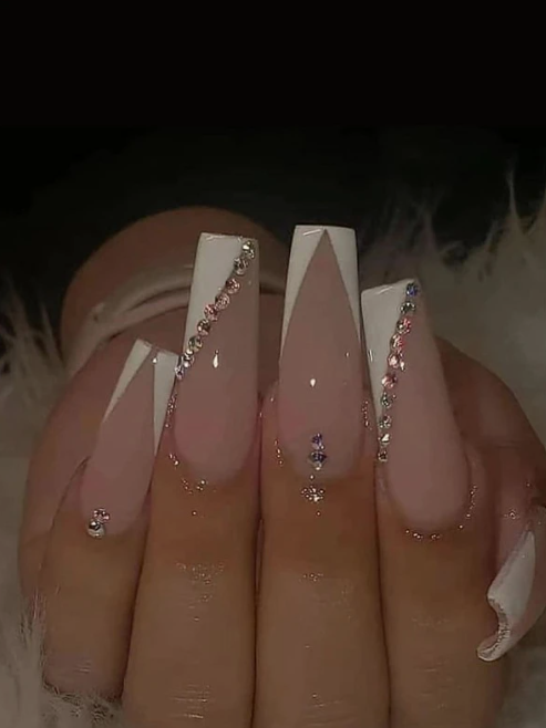 Diamond Cut Embellished Press On Nails