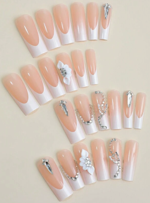 Embellished Butterfly Ombre Press On Nails