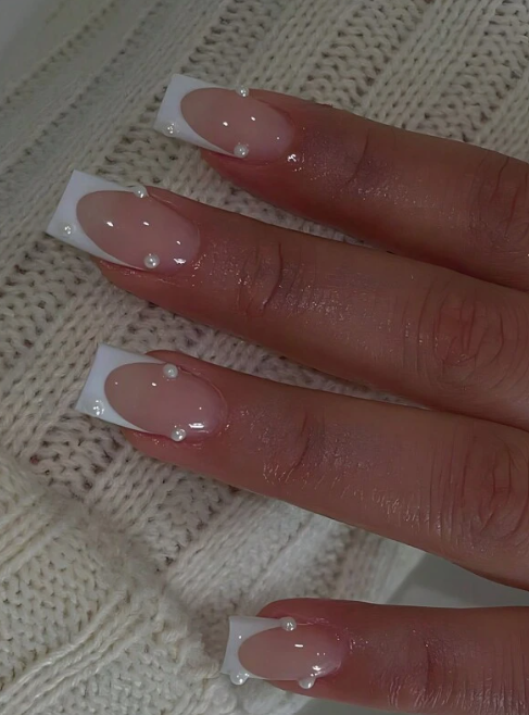 Pearl French Manicure Press On Nails