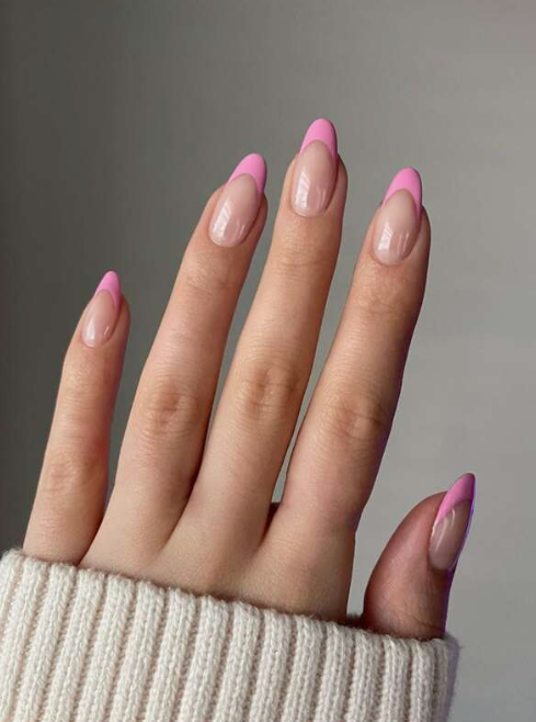 Pink Tip Almond French Manicure Press On Nails