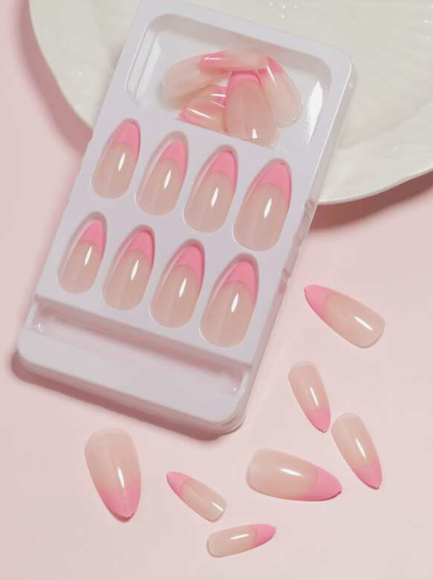 Pink Tip Almond French Manicure Press On Nails