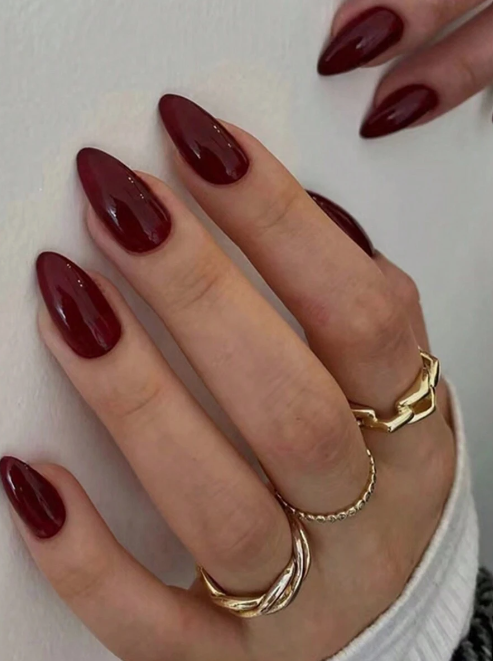 Claw Burgundy Almond Press On Nails