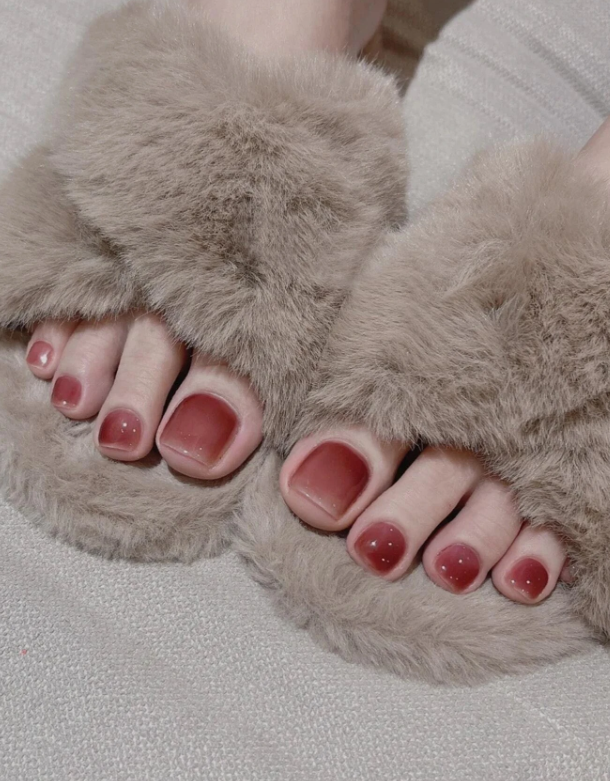 Deep Ombre Pink Plain Press On Toenails