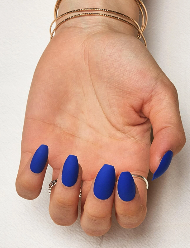 Royal Blue Plain Block Press On Nails