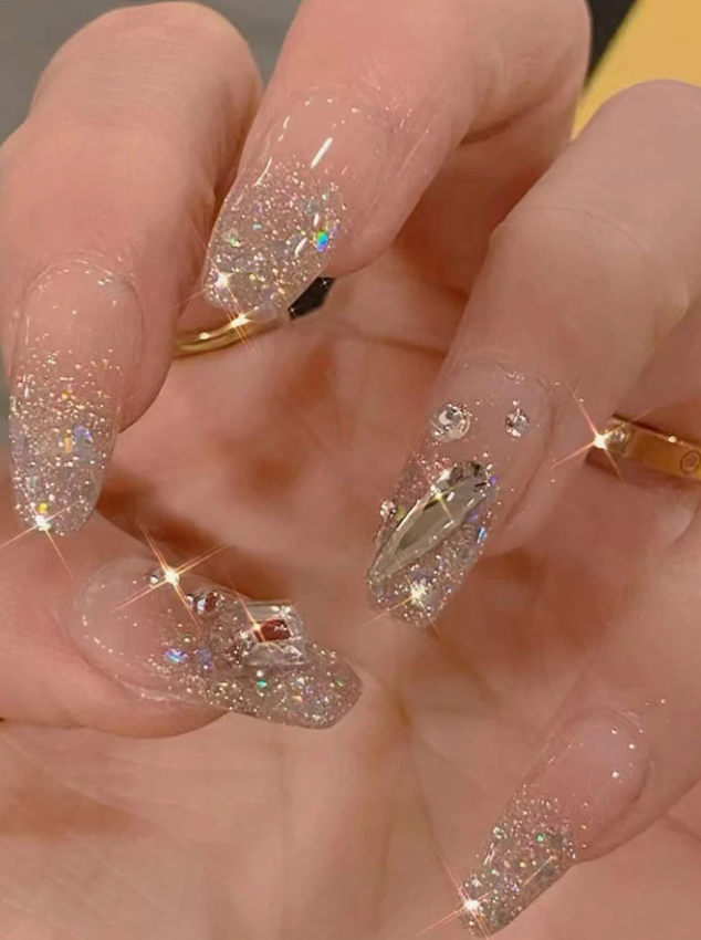 Fairytale Coffin Glitter Press On Nails