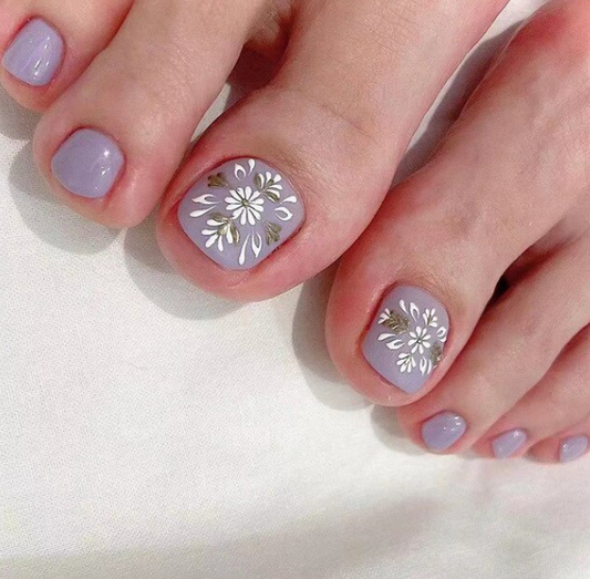 Lilac Flower Swirly Press On Toenails