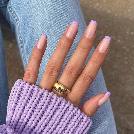 Lilac Tip French Manicure Press On Nails