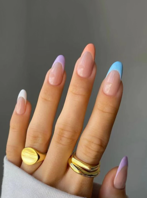 Multicoloured Pastel French Tip