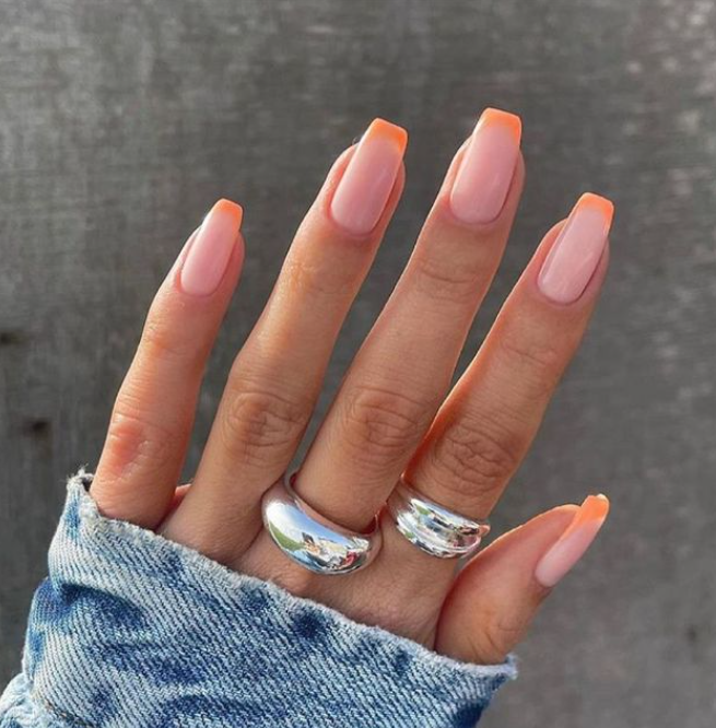 Orange Tip French Manicure Press On Nails