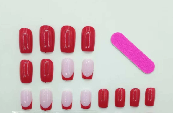 Retro Hot Pink French Tip Press On Nails