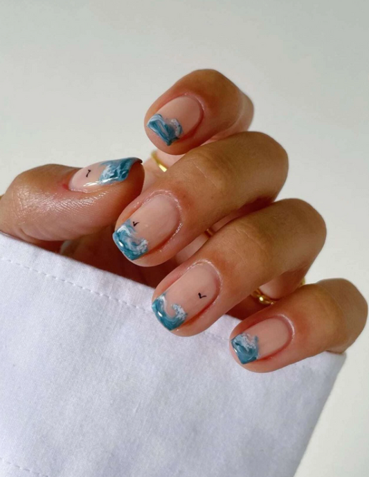 Beach Ready Seaside Wave Press On Nails