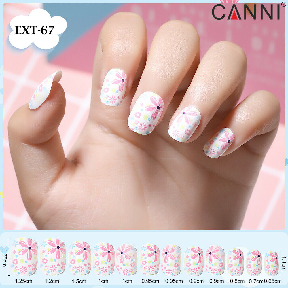 Pink White Daisy Flower Press On Nails